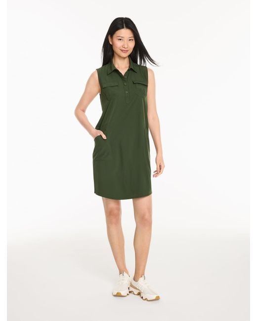 Talbots Green Lightweight Woven Stretch Cargo Shift Dress