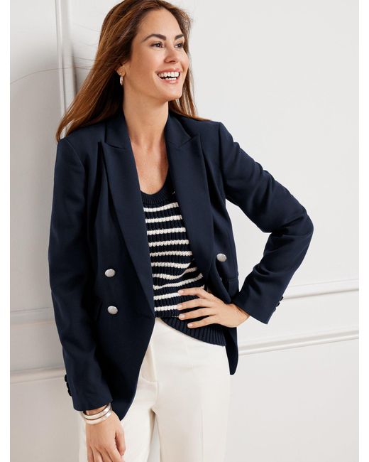 Talbots Blue Tailored Stretch Double Breasted Blazer