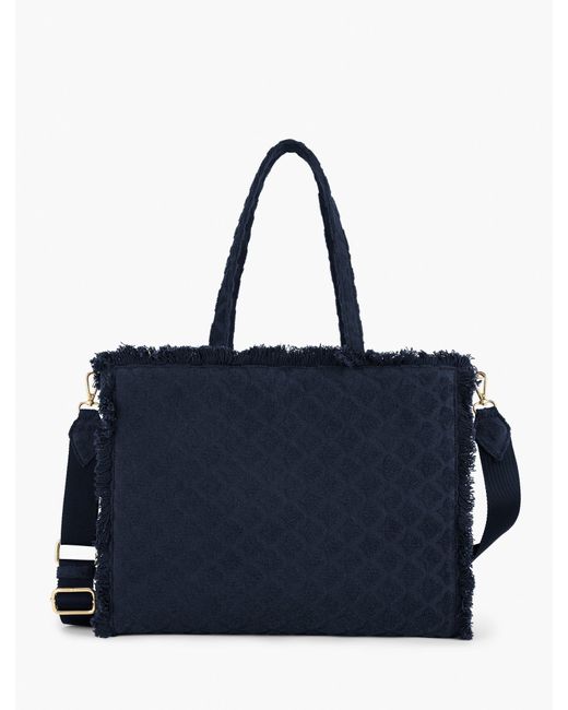 Talbots Blue Scallop Jacquard Terry Tote