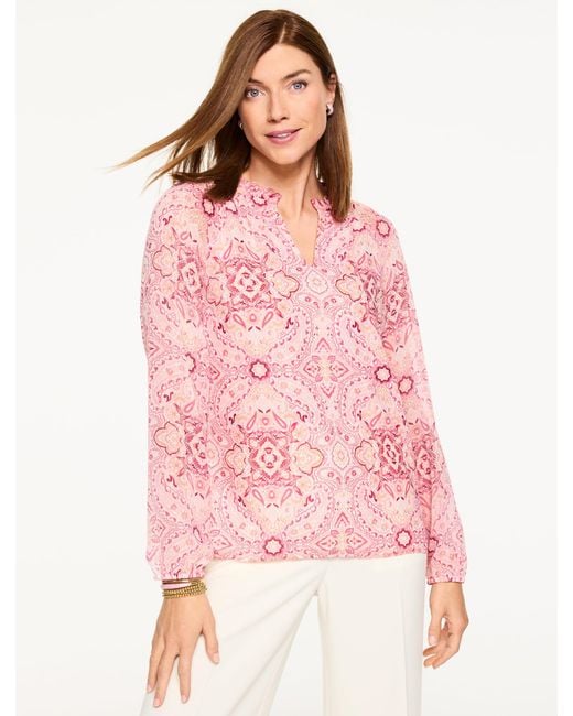 Talbots Pink Medallion Paisley Top