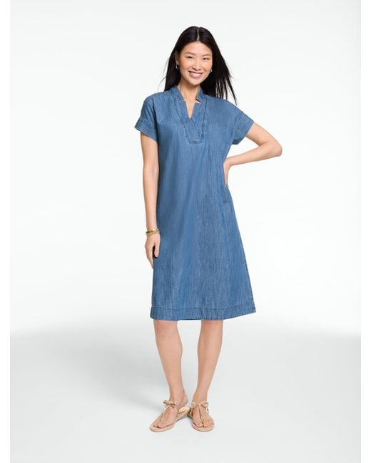 Talbots Blue Extended Shoulder Denim Shift Dress