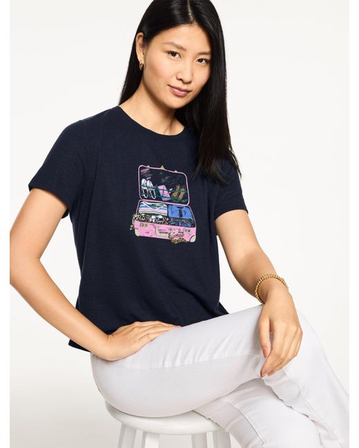 Talbots Blue Luggage Crewneck T-shirt
