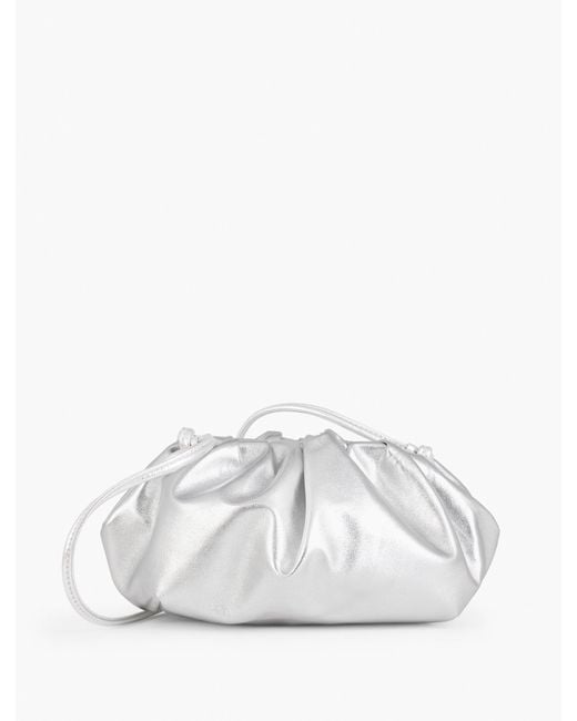 Talbots White Cinched Nappa Metallic Crossbody Bag