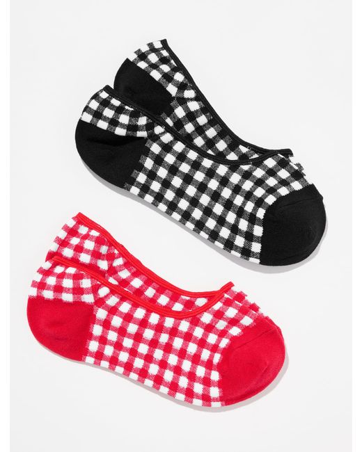 Talbots Red Gingham No Show 2-pack Socks