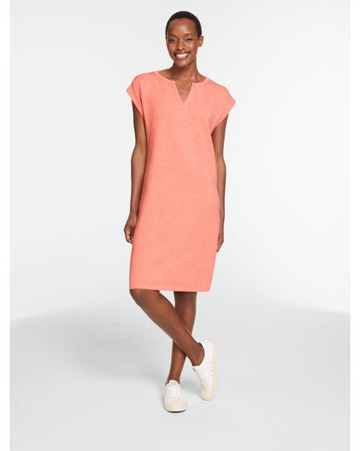 Talbots White Airknit Stretch Pleated Shoulder Dress
