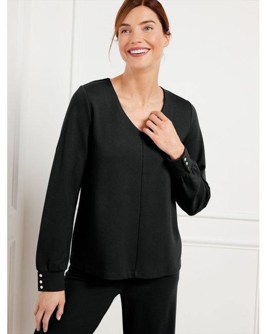 Talbots Black Effortless Ultraknit V-neck Swing Top