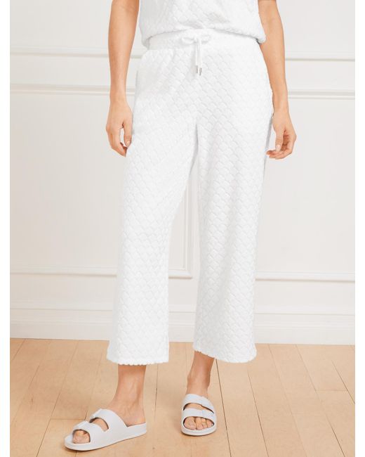 Talbots Natural Wide Leg Towel Terry Pants