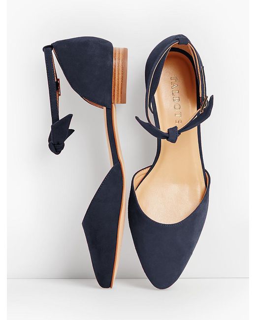 Talbots Blue Edison Ankle-strap Flats-suede