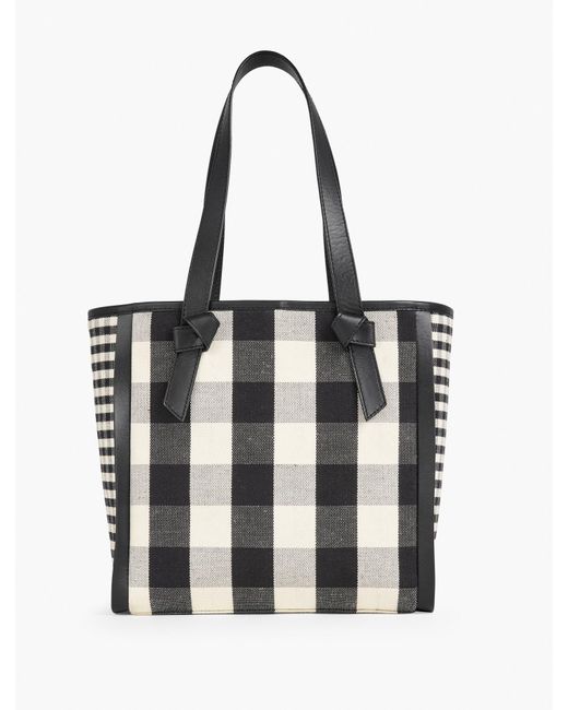 Talbots Oversized Gingham Tote in White | Lyst