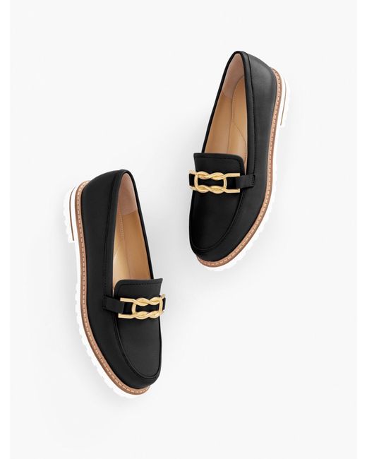 Talbots Black Laura Link Nappa Loafers