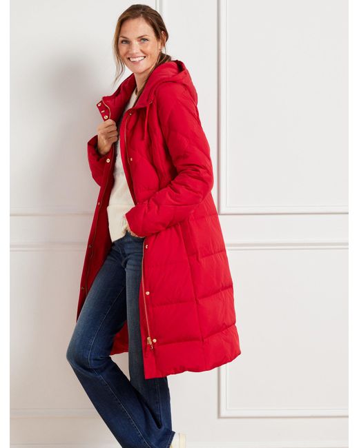Talbots Red Hooded Down Puffer Coat