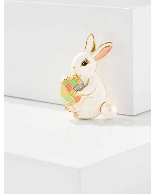 Talbots White Spring Bunny Brooch