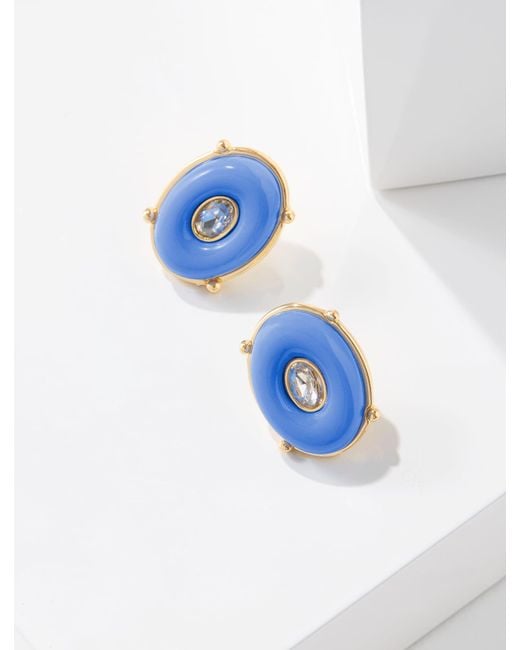 Talbots Blue Cory Button Stud Earrings
