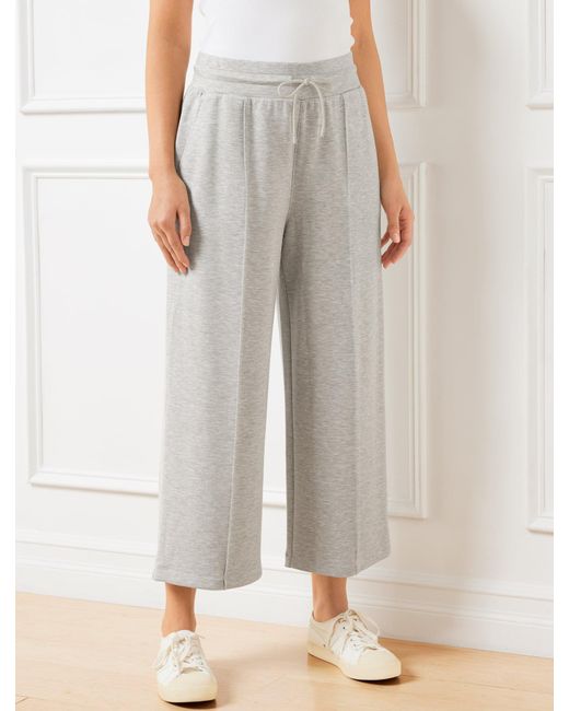 Talbots Gray Airknit Stretch Wide Crop Pants