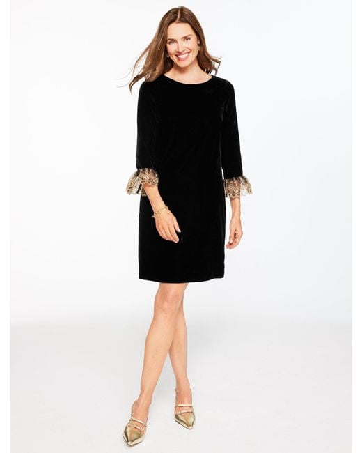Talbots Velvet Shift Dress in Black | Lyst
