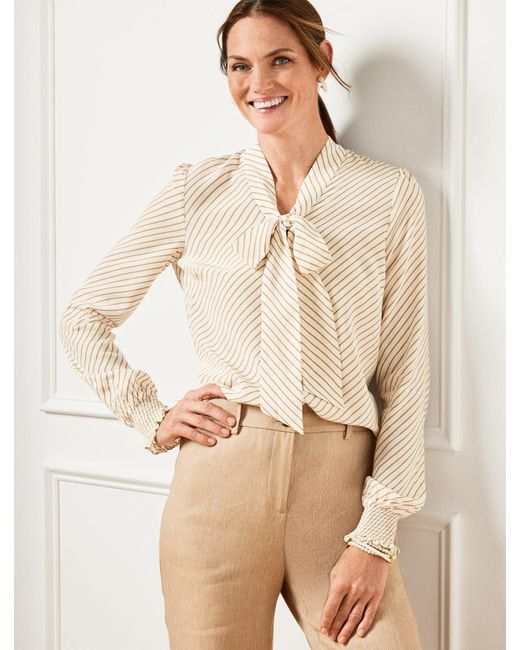 Talbots Natural Tie Neck Top