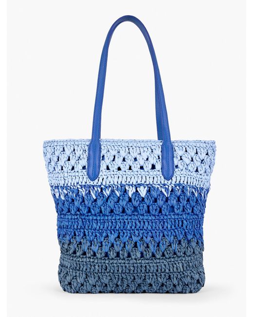 Talbots Blue Ombré Straw Tote
