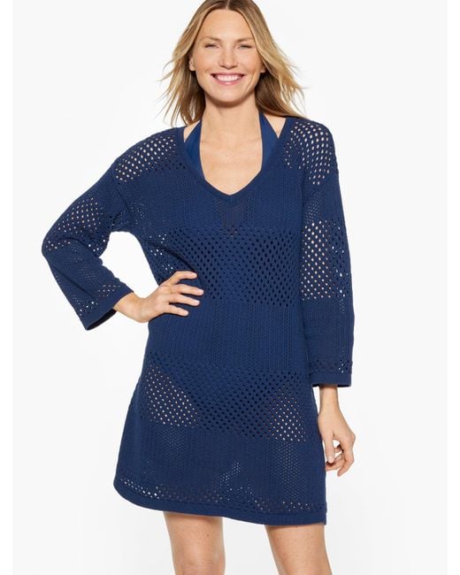 Aqua Club Blue Open-knit Beach Dress Cover-up