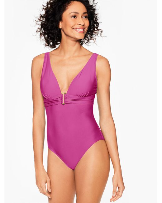 Aqua Club Purple V-neck One-piece Swimsuit