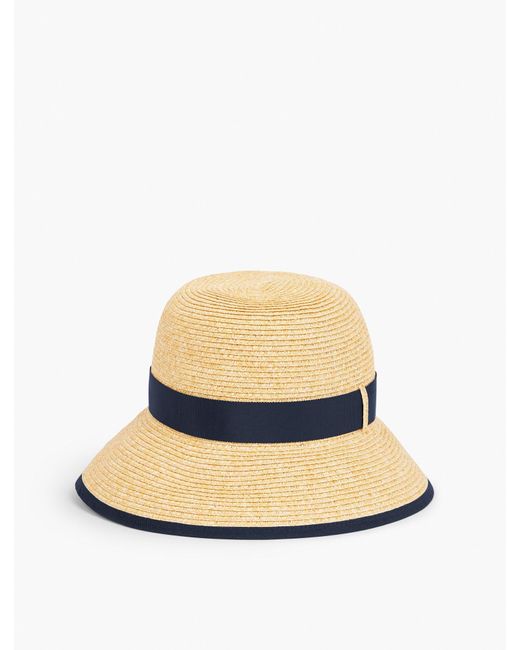 Talbots Blue Bow Detail Backless Floppy Straw Hat