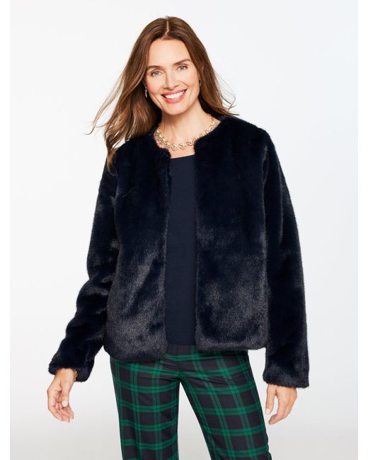 Talbots Blue Faux Fur Jacket