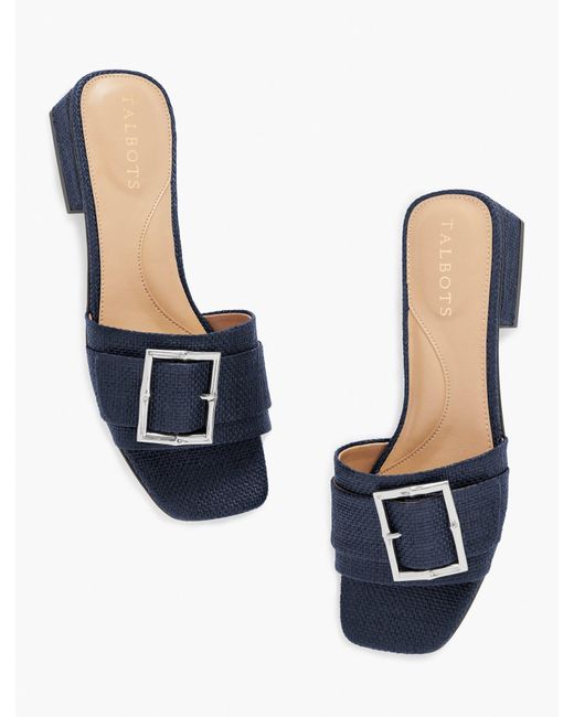 Talbots Blue Viv Shimmer Raffia Slide Sandals