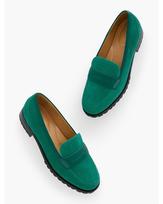 Talbots Green Cassidy Suede Penny Loafers
