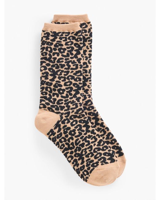Talbots White Fabulous Leopard Trouser Socks