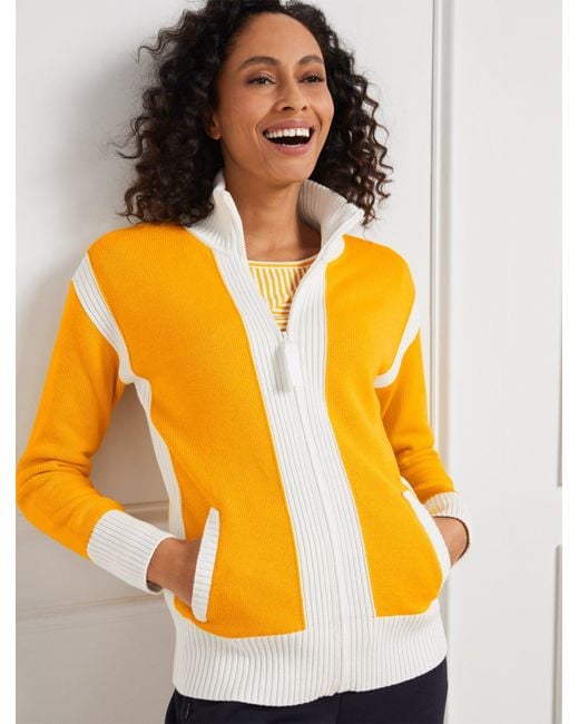 Talbots Orange Coolmax® Mockneck Sweater Jacket