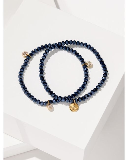 Talbots Blue Adara Beaded Stretch Bracelet Set