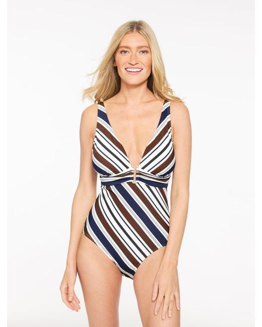 Aqua Club Blue V-neck One-piece Swimsuit