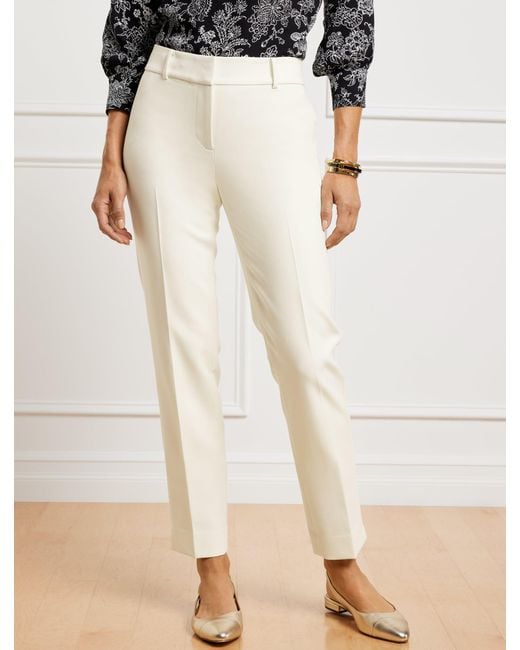 Talbots Natural Hampshire Lightweight Double Cloth Straight Ankle Pants