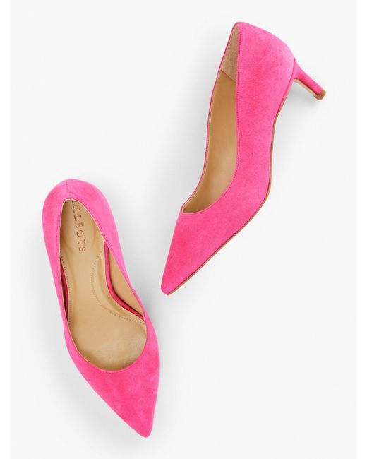 Talbots Elena Kitten Heel Suede Pumps in Pink Lyst