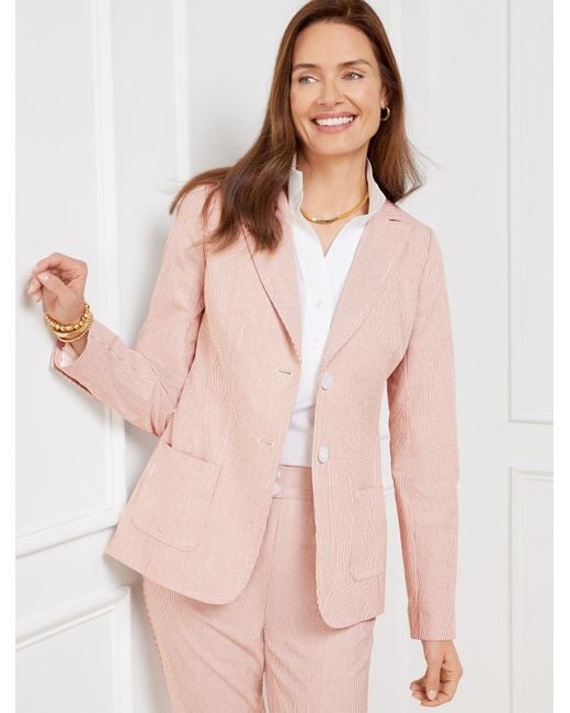 Talbots Pink Seersucker Blazer