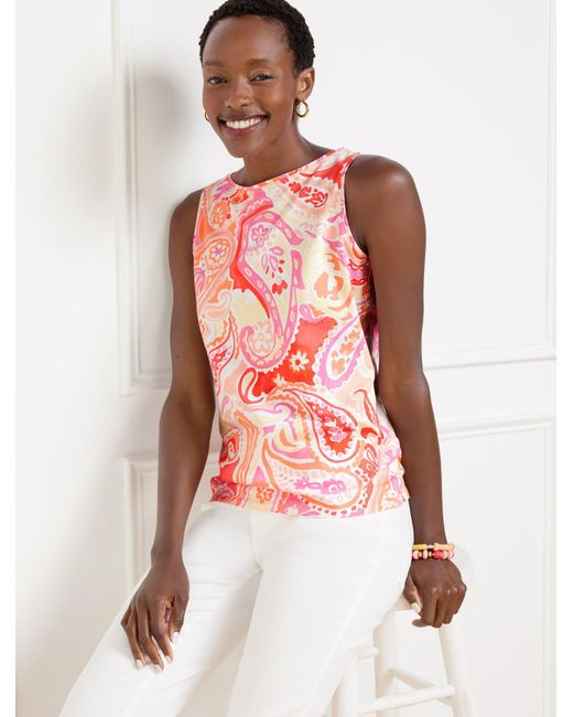 Talbots Red Bateau Neck Sleeveless Tank Top