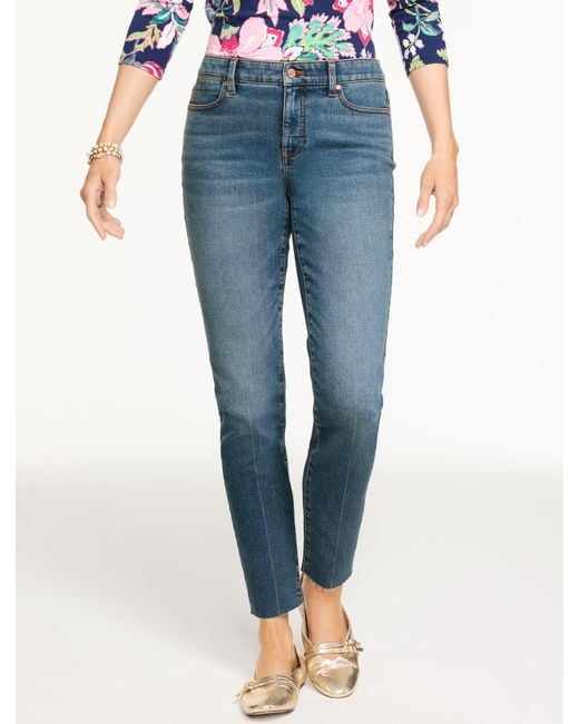 Talbots Blue Slim Ankle Raw Hem Jeans