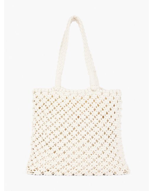 Talbots White Knotted Cord Tote