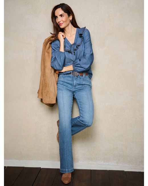 Talbots Blue Chambray Pintuck Top