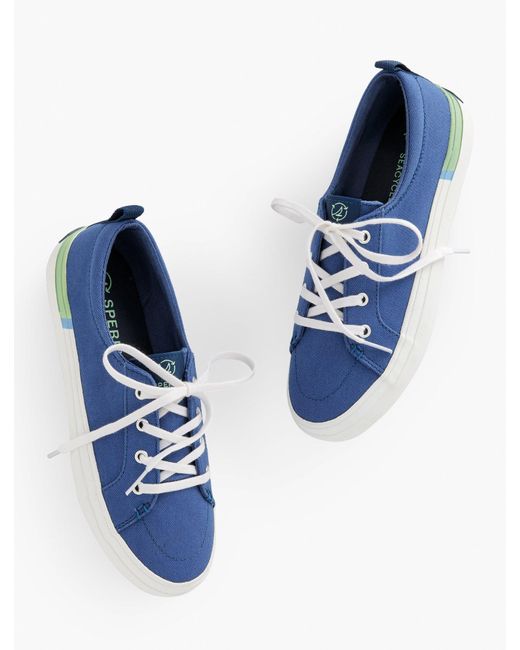 thumbnail image 2 of Sperry Seacycled Blue White Striped Crest Vibe Striped Textile Sneakers Shoes 7 2 of 10