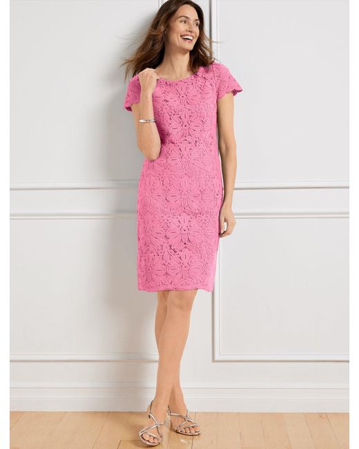 Talbots Pink Crochet Lace Shift Dress