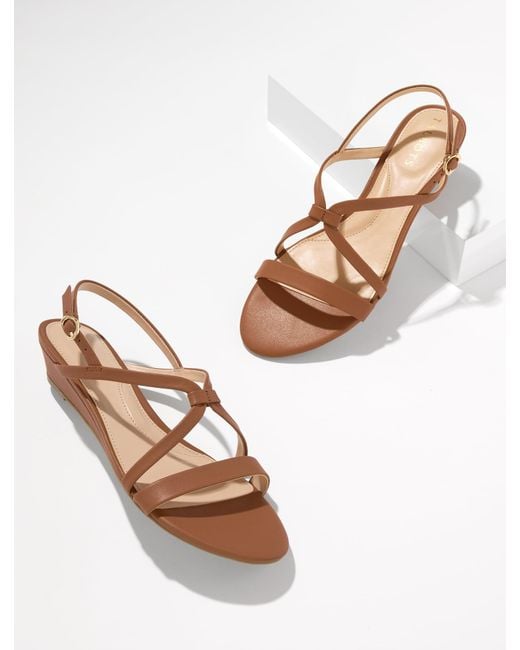 Talbots Natural Capri Nappa Wedge Sandals