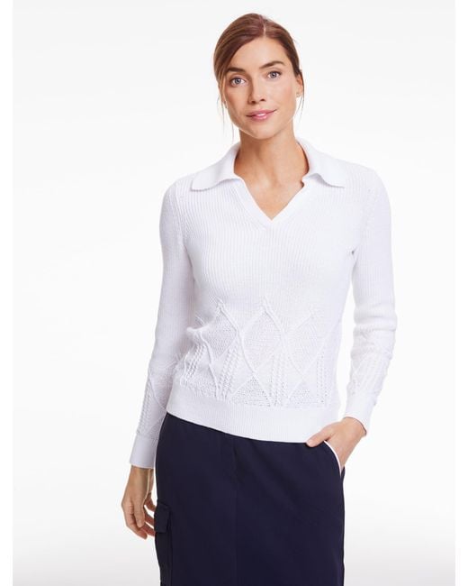 Talbots White Coolmax® Polo Sweater