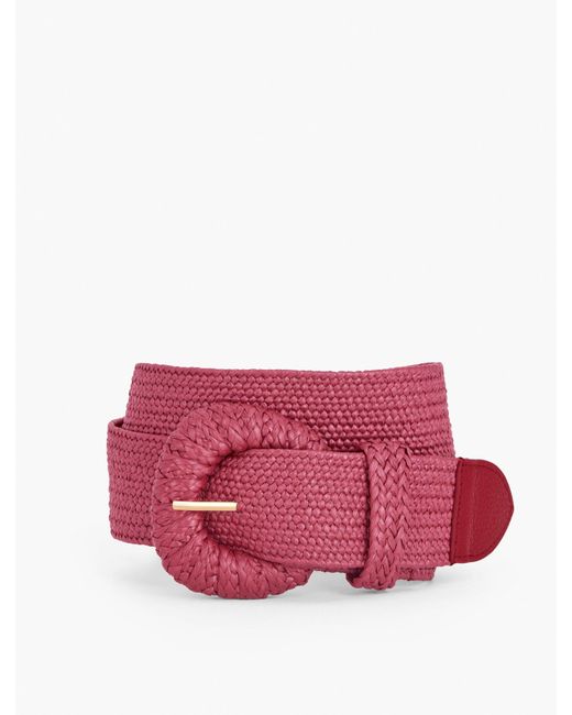 Talbots Pink Stretch Woven Raffia Belt
