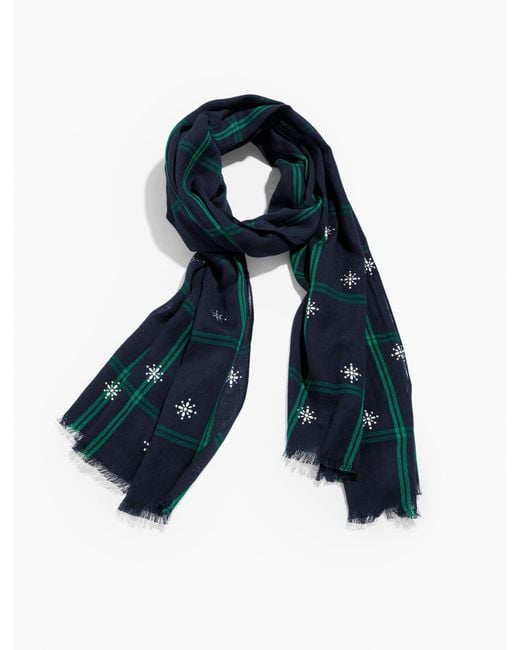 Talbots Blue Enchanting Black Watch Oblong Scarf