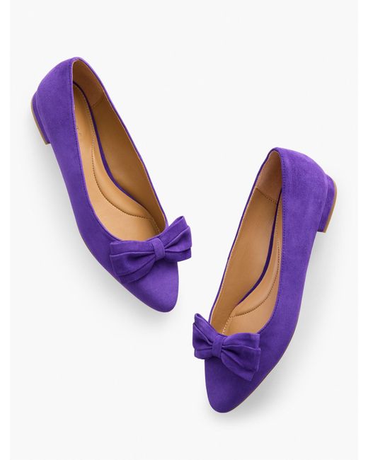 Talbots Purple Edison Bow Suede Flats