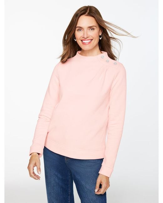 Talbots Blue Jewel Button Shoulder Sweatshirt