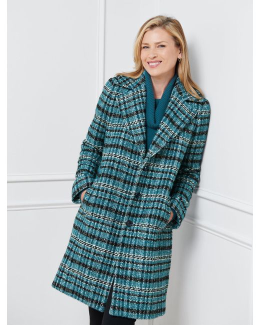 Talbots Plaid Wool Blend Coat in Blue Lyst UK