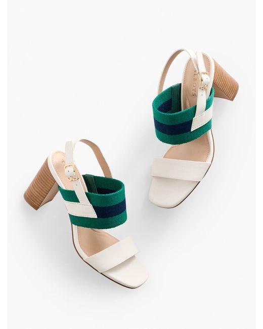Talbots Blue Bette Vachetta Block Heel Sandals