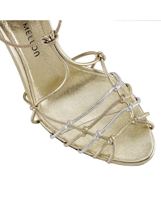 Tamara Mellon Leather Flora Lace-up Sandals in Gold (Metallic) - Lyst