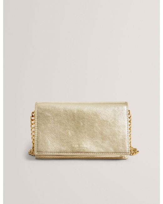 Ted Baker Natural Mahiraa Metallic Faux Leather Crossbody Wallet Bag